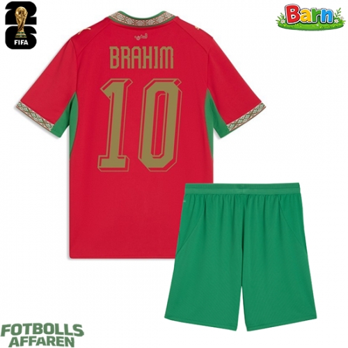 Marocko Brahim Diaz #10 Hemmaställ Barn VM 2026 Kortärmad (+ Korta byxor)